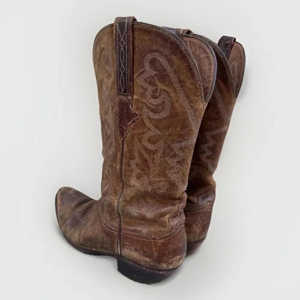 VTG Lucchese 1883 L000324 Patina Distressed Cowboy Ranch Work Bunk Boot 7.5 2E